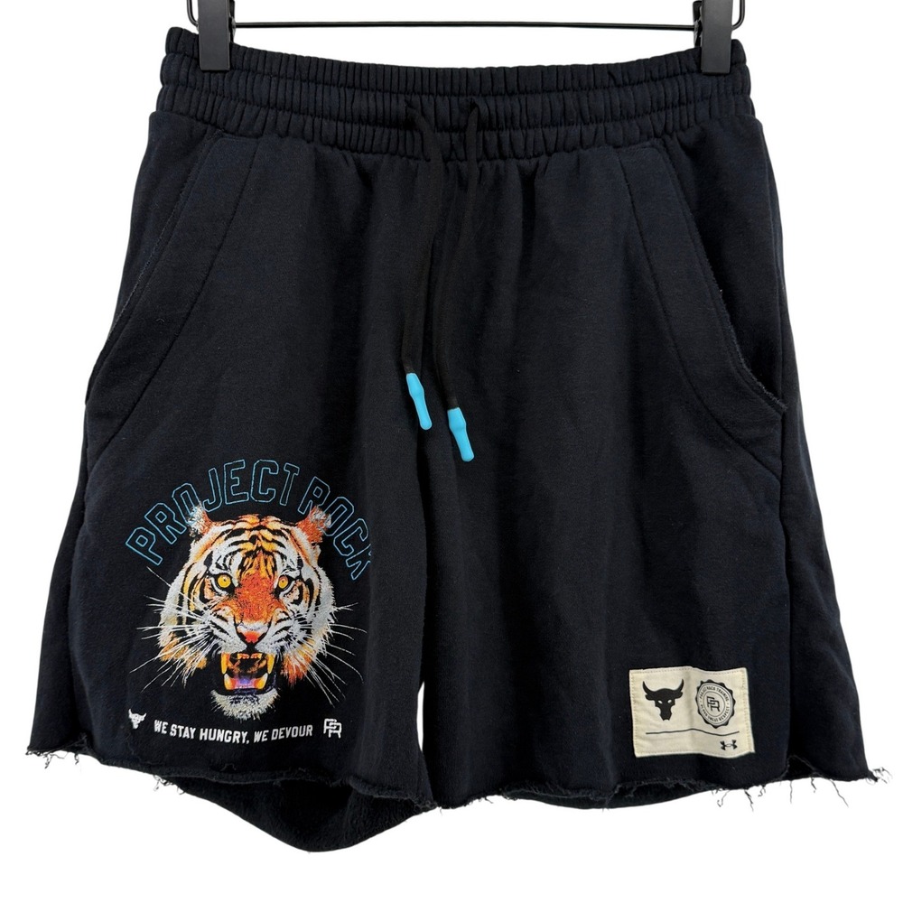 Under Armour Project Rock Tiger Fleece Rival Shorts Black Men S Loose Pockets